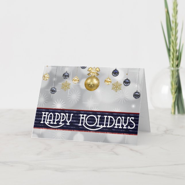 Pelota blanca y dorada con nieve Feliz Navidad (Anverso)