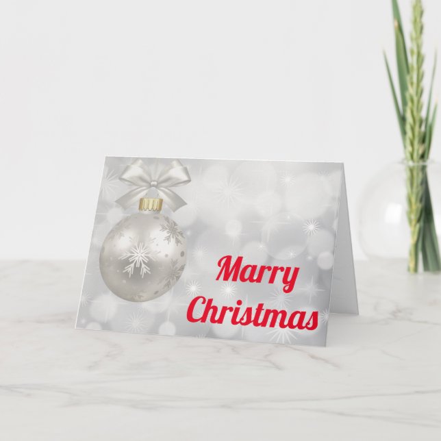 Pelota blanca y dorada con nieve Feliz Navidad (Anverso)