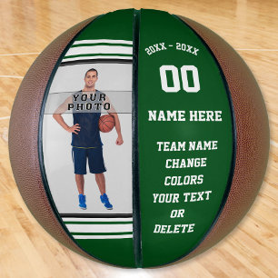 Pelota de baloncesto con foto personalizada verde