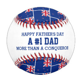 PELOTA DE BÉISBOL #1 NÚMERO 1 BANDERA DE NUEVA ZELANDIA DEL DÍA DEL 