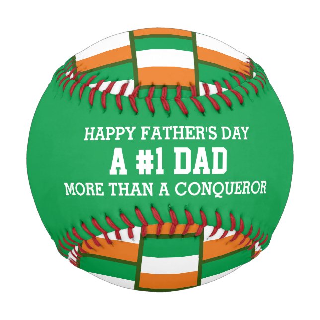Pelota De Béisbol #1 NÚMERO 1 BANDERA IRLANDESA del Día del Padre PA (Anverso)
