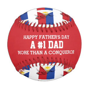 Pelota De Béisbol #1 Número 1 PADRE CONQUERIDOR Bandera de Filipinas