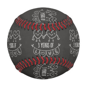 Pelota De Béisbol 3.ᵉʳ regalo de aniversario de los corazones de 