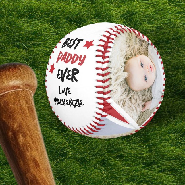 Pelota De Béisbol 3 Foto y texto personalizado de una especie (3 Photo and Text Personalized One of a Kind Baseball by Ricaso. Change text & photos to suit needs)
