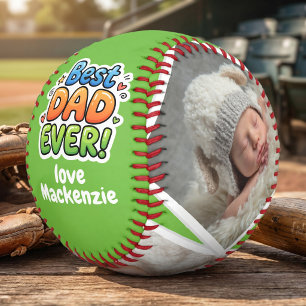 Pelota De Béisbol 3 Foto y Texto Personalizado Mejor Papá del Mundo