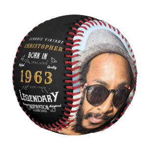 Pelota De Béisbol 60 cumpleaños 1963 Monograma foto legendaria