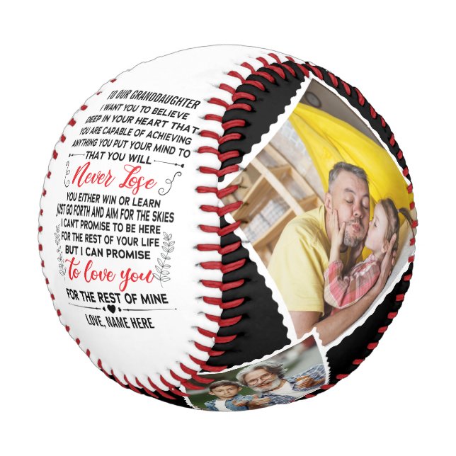 Pelota De Béisbol A Nuestra Nieta De La Foto Del Personalizado Abuel (Angular)