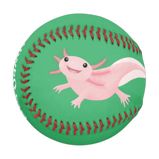 Pelota De Béisbol Aaxolotl lindo rosa feliz (Anverso izquierdo)