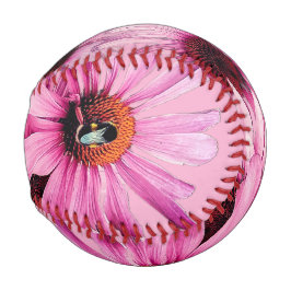 Pelota De Béisbol Abeja, en flores rosadas