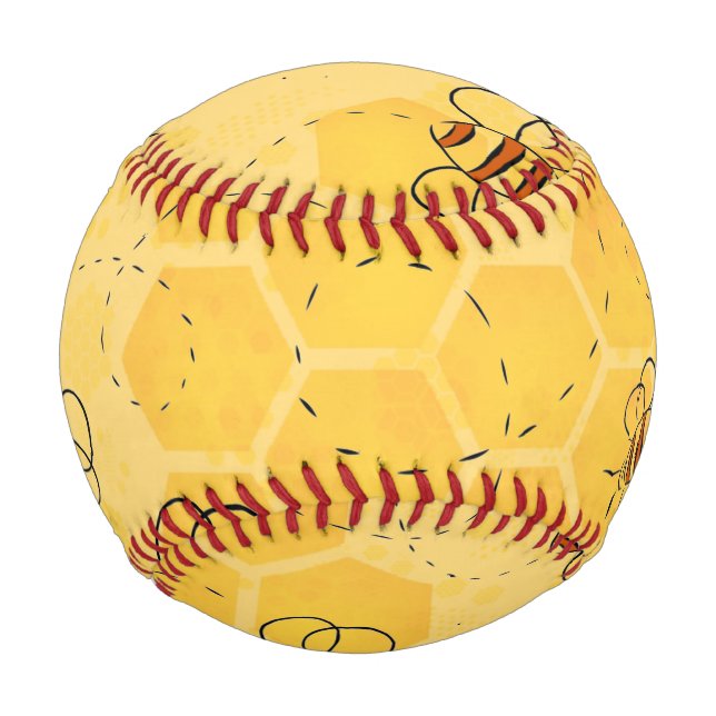 Pelota De Béisbol Abeja Zumbando Abejas de Miel Lindas  (Anverso)