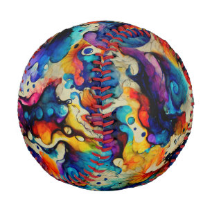 Pelota De Béisbol Abstracción colorida de la tinta líquida