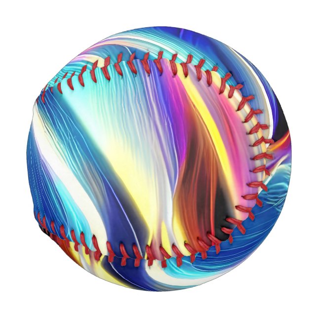 Pelota De Béisbol Abstracción de la onda blanca rosa Verde azulada a (Anverso derecho)