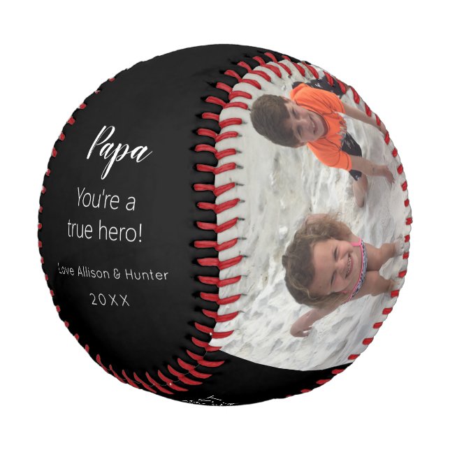Pelota De Béisbol Abuelos Hero Papa foto Keepsake personalizado (Angular)
