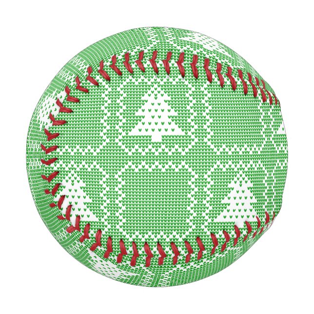 Pelota De Béisbol Acogedor patrón de suéter feo de árbol de Navidad  (Anverso izquierdo)