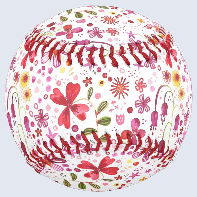 Pelota De Béisbol Acuarela floral moderna (Modern watercolor floral baseball)
