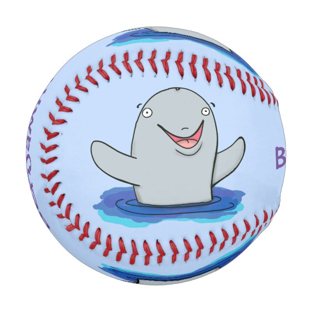 Pelota De Béisbol Adorable feliz ilustracion personalizado de marsop (Anverso izquierdo)