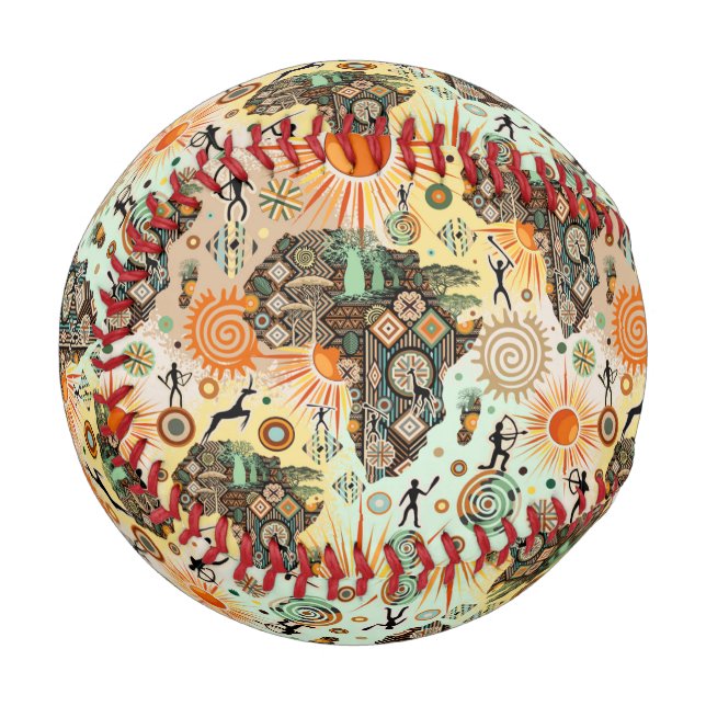 Pelota De Béisbol Africa Map Decorative Tribal Elements Pattern (Anverso izquierdo)