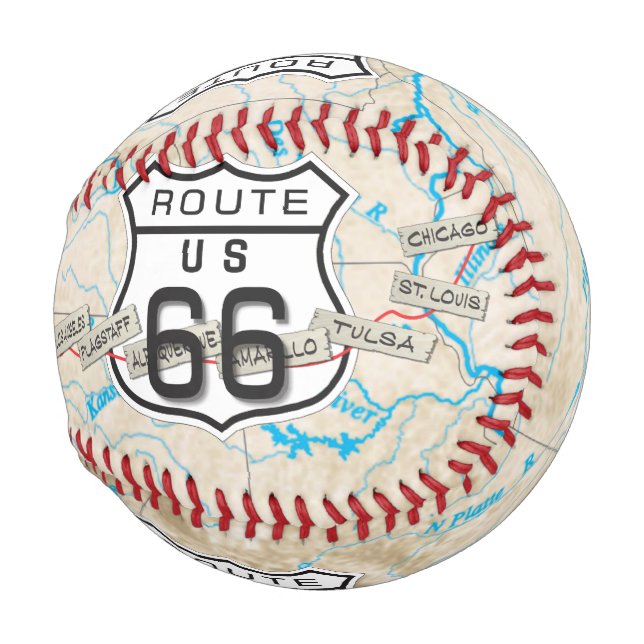 Pelota De Béisbol agrega tus fotos rt 66 béisbol (Reverso Izquierdo)