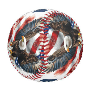 Pelota De Béisbol Águila calva de EE. UU. Arte patriótico – Bandera 