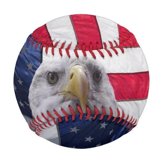 Pelota De Béisbol Águila y bandera de Estados Unidos (Anverso)