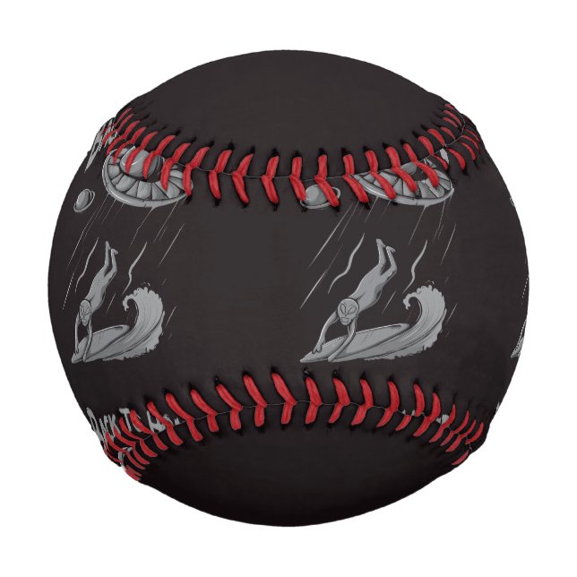 Pelota De Béisbol alienígena ufo navegando en ilustracion con vuelta (Anverso)