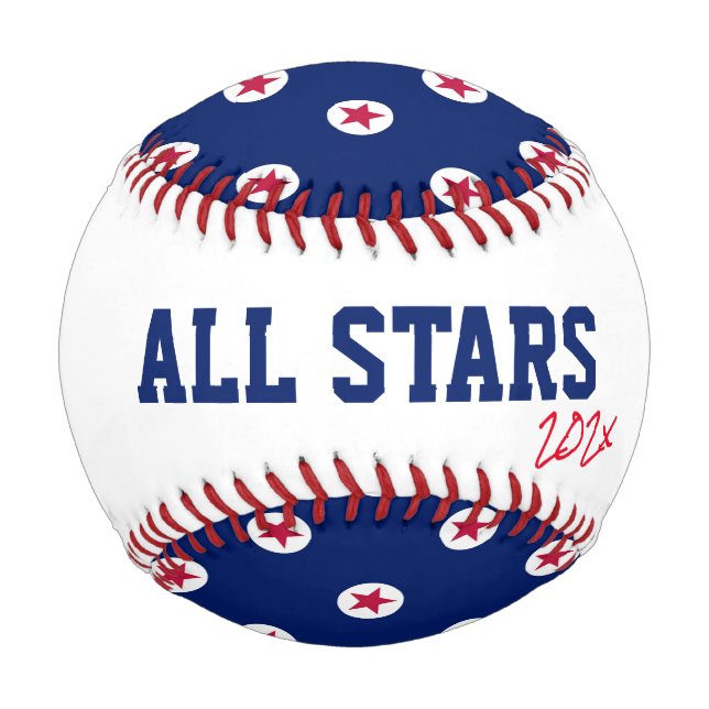 Pelota De Béisbol All Stars Team Year Coach del jugador rojo azul (Reverso)
