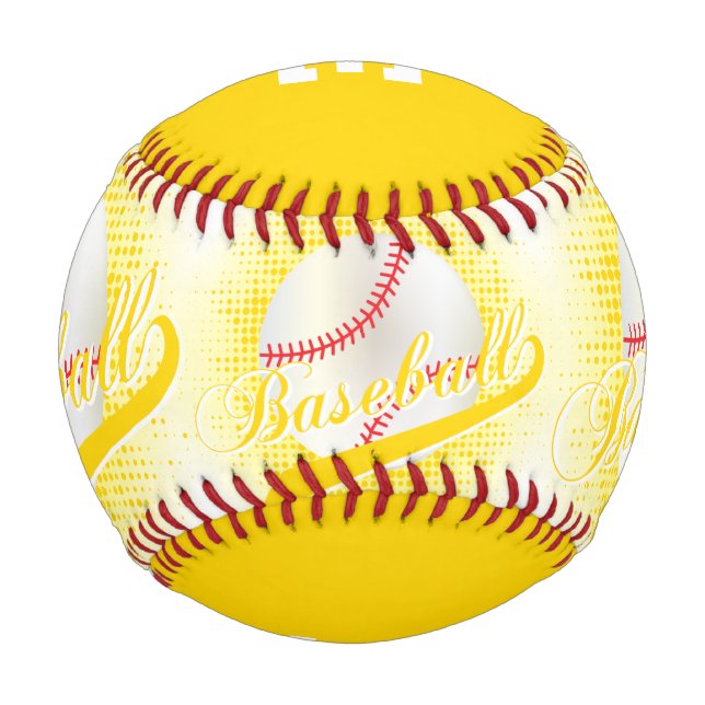 Pelota De Béisbol Amarillo | Deportes de béisbol Retro Blanco (Reverso)