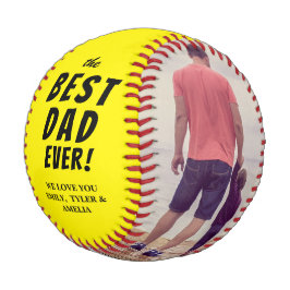 Pelota De Béisbol Amarillo Mejor Papá del Mundo 2 Colage de Fotos 