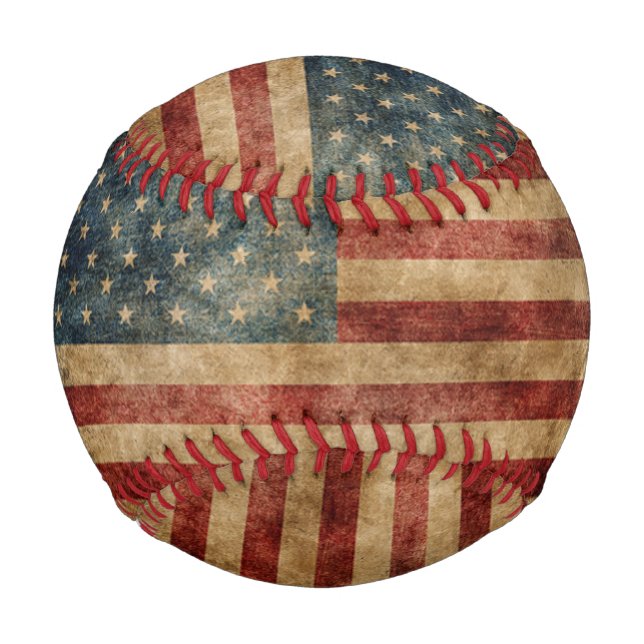 Pelota De Béisbol americana rústica, bandera de los estados unidos,  (Anverso)