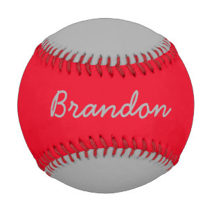 Pelota De Béisbol Añadir nombre Personalizado béisbol gris y rojo