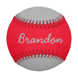 Pelota De Béisbol Añadir nombre Personalizado béisbol gris y rojo