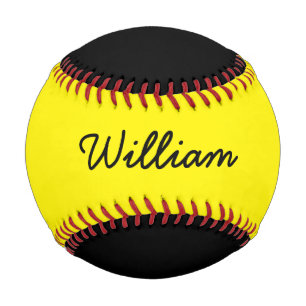 Pelota De Béisbol Añadir nombre Personalizado Béisbol negro y amaril