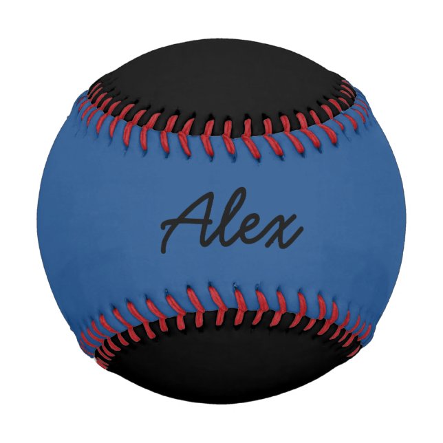 Pelota De Béisbol Añadir nombre Personalizado Béisbol negro y azul (Anverso)