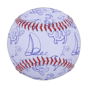 Pelota De Béisbol Animales marinos y patrón de dibujo de una línea
