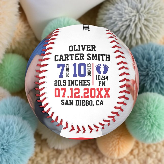 Pelota De Béisbol Anuncio de nacimiento de bebé personalizado con fo (Subido por el creador)