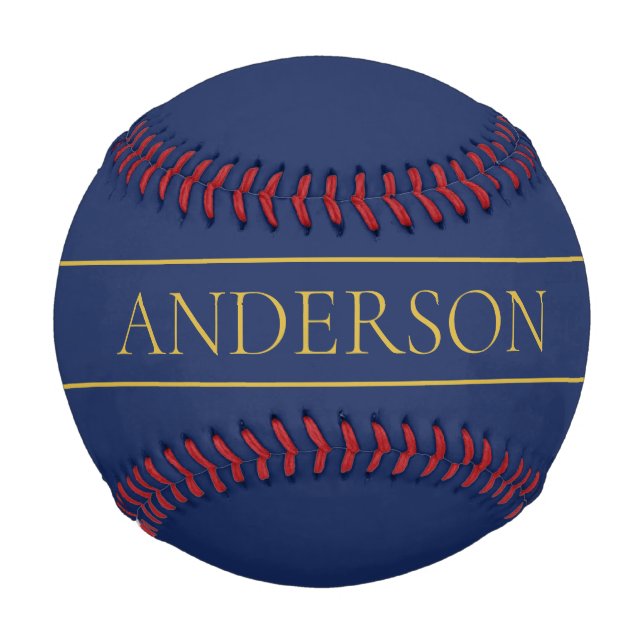 Pelota De Béisbol Apellido o empresa Navy Blue & Gold Name (Anverso)