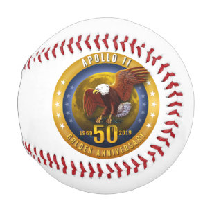 Pelota De Béisbol Apolo 11 50º Aniversario Águila de Oro y Luna -