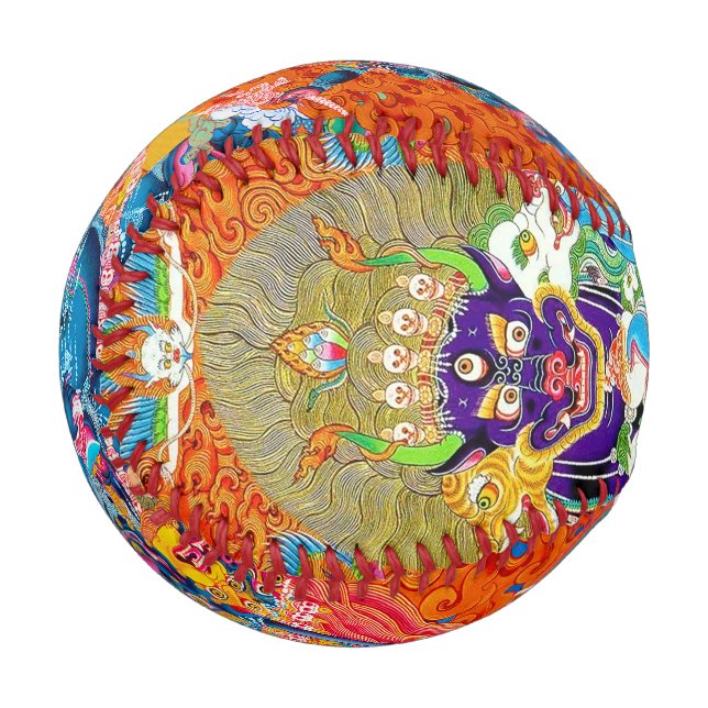 Pelota De Béisbol arte del tatuaje del tibetano de Guay thangka dios (Reverso derecho)