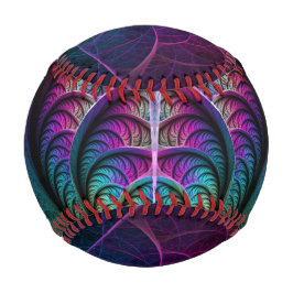 Pelota De Béisbol Arte fractal colorido con estampado trippy