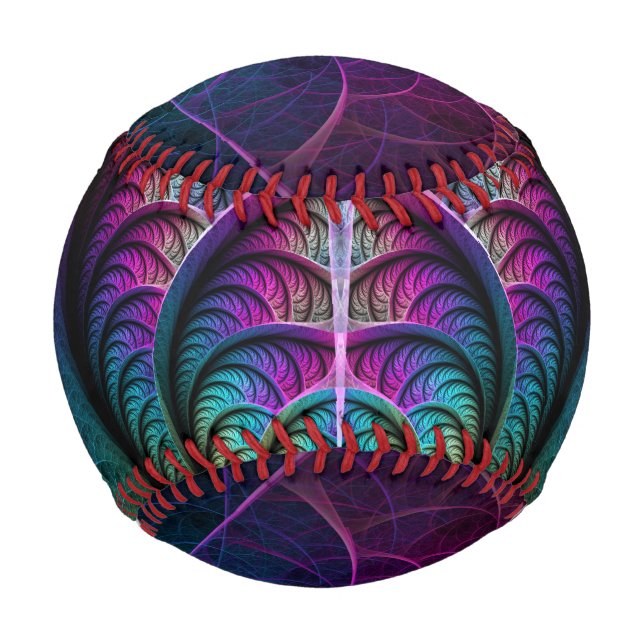 Pelota De Béisbol Arte fractal colorido con estampado trippy (Anverso)