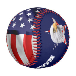 Pelota De Béisbol Asombroso águila calva, la bandera estadounidense,