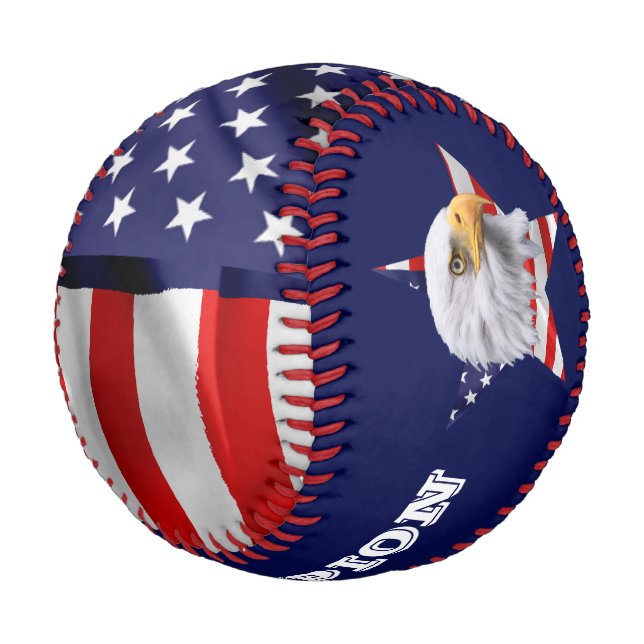 Pelota De Béisbol Asombroso águila calva, la bandera estadounidense, (Angular)