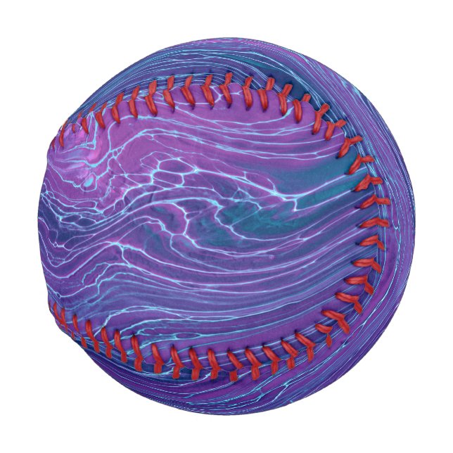 Pelota De Béisbol Astracción acrílica violeta morada de marmol azul (Anverso derecho)