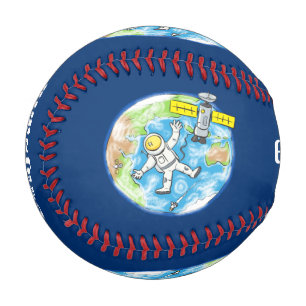 Pelota De Béisbol Astronauta divertida en el espacio y el personaliz