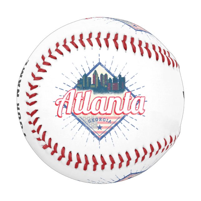 Pelota De Béisbol Atlanta Georgia Estados Unidos Retro Skyline (Anverso izquierdo)