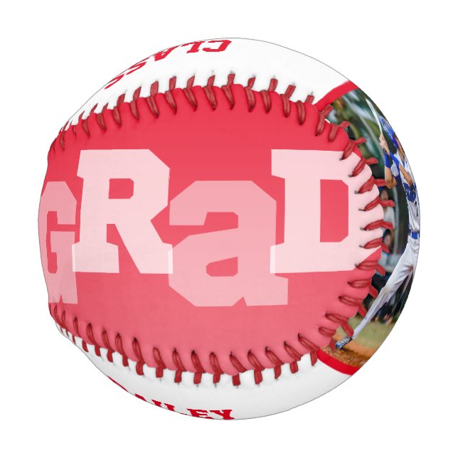 Pelota De Béisbol Atleta GRAD Ombre Rojo Graduación Foto Béisbol (Anverso derecho)