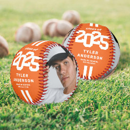 Pelota De Béisbol Atleta Personalizado de Graduación 2025 Naranja Fo