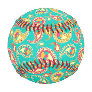 Pelota De Béisbol Atractivo patrón de cachemira vintage colorido