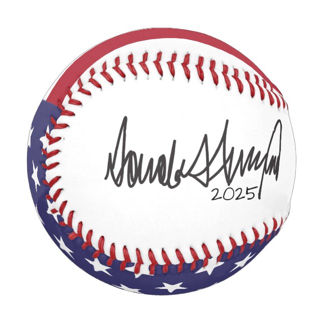 Pelota De Béisbol Autografo del presidente Donald Trump 2025 (Anverso izquierdo)