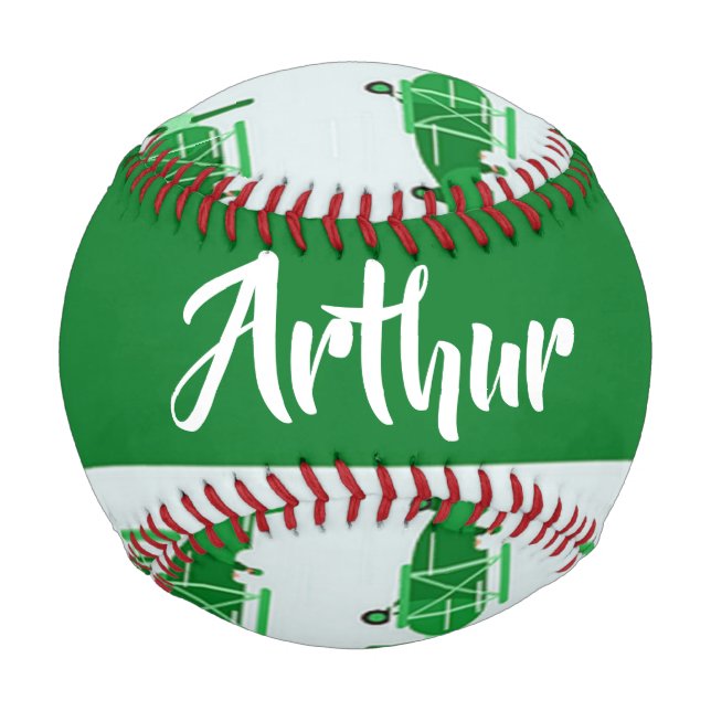 Pelota De Béisbol Aviones voladores verdes sobre azul (Anverso)